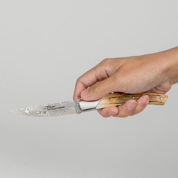 Image of Le Thiers Pirou Blue Mammoth Crust Handle Folding Knife 7