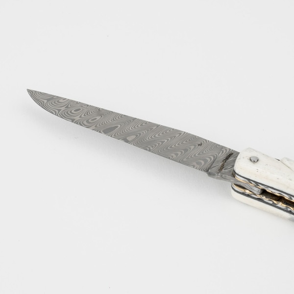 Image of Laguiole Black and White Damasus Blade Folding Knife 8.5" 4