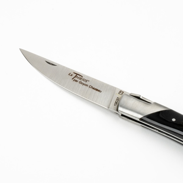 Image of Le Thiers Pirou Black Buffalo Crust Handle Folding Knife 3.75" 4