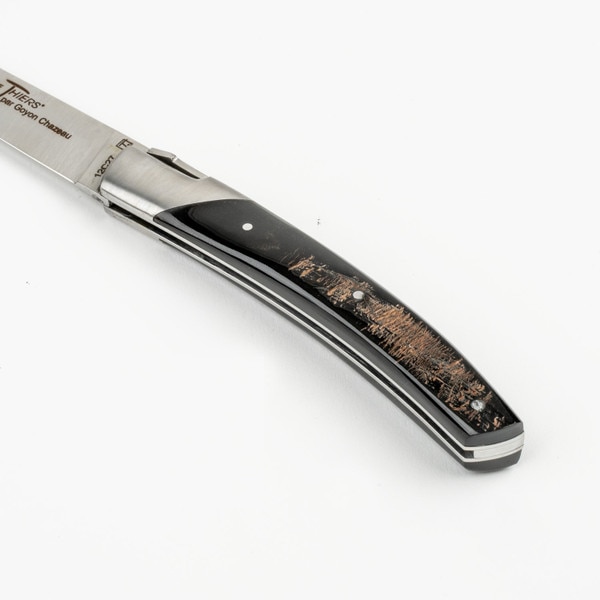 Image of Le Thiers Pirou Black Buffalo Crust Handle Folding Knife 3.75" 5