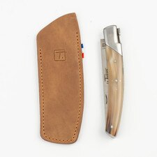 Le Thiers Pirou Light Blond Solid Cattle Horn Handle Folding Knife 3.75" hover-image