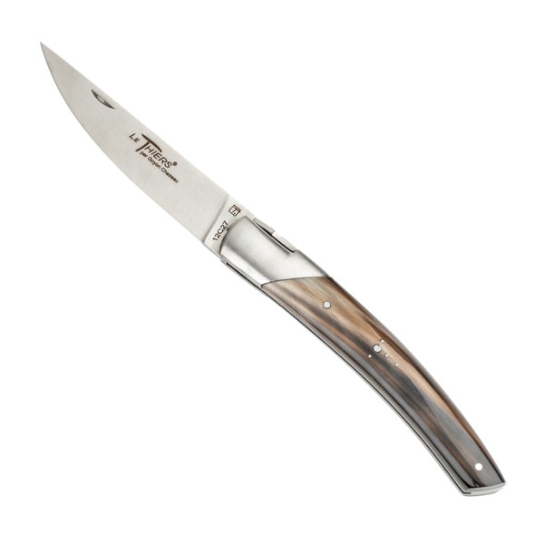 Image of Le Thiers Pirou Flammee Blond Solid Cattle Horn Handle Folding Knife 3.75" 1