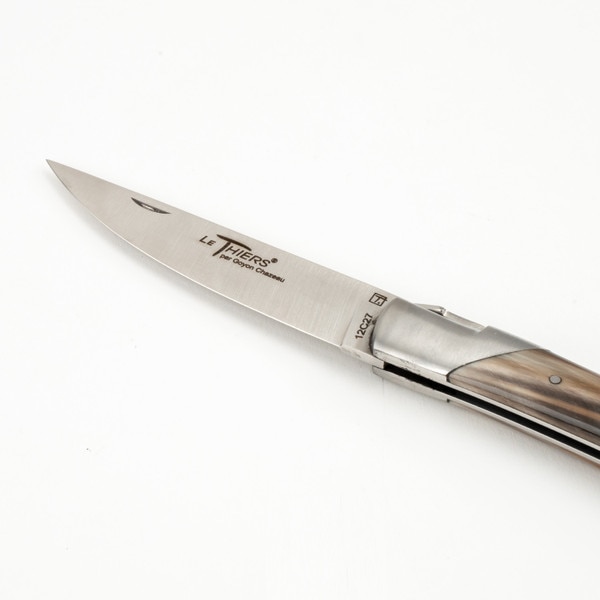 Image of Le Thiers Pirou Flammee Blond Solid Cattle Horn Handle Folding Knife 3.75" 4