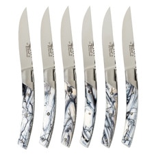 Le Thiers Pirou Prestige Steak Knives w/ Mix Mammoth Pulp Handle (Set of 6)