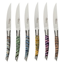 Le Thiers Prestige Steak Knives w/ Mix Mammoth Teeth Handle (Set of 6)