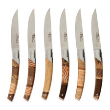 Le Thiers Pirou Avantage Steak Knives w/ Mix Recycled Woods Handle (Set of 6)