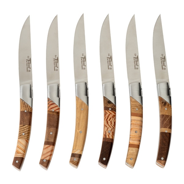 Image of Le Thiers Pirou Avantage Steak Knives w/ Mix Recycled Woods Handle (Set of 6) 1