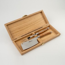 Le Thiers Prestige Cheese Cleaver and Fork Set w/ Juniper Wood Handle hover-image