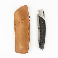 Le Thiers Pirou Carbon Fiber Handle Damascus Blade Folding Knife hover-image