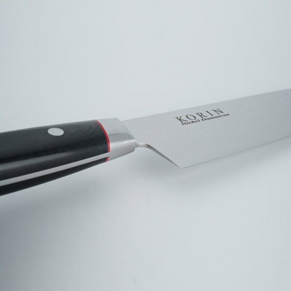 Image of Korin Nickel Damascus Gyuto with Black Micarta Handle 7.8" 4