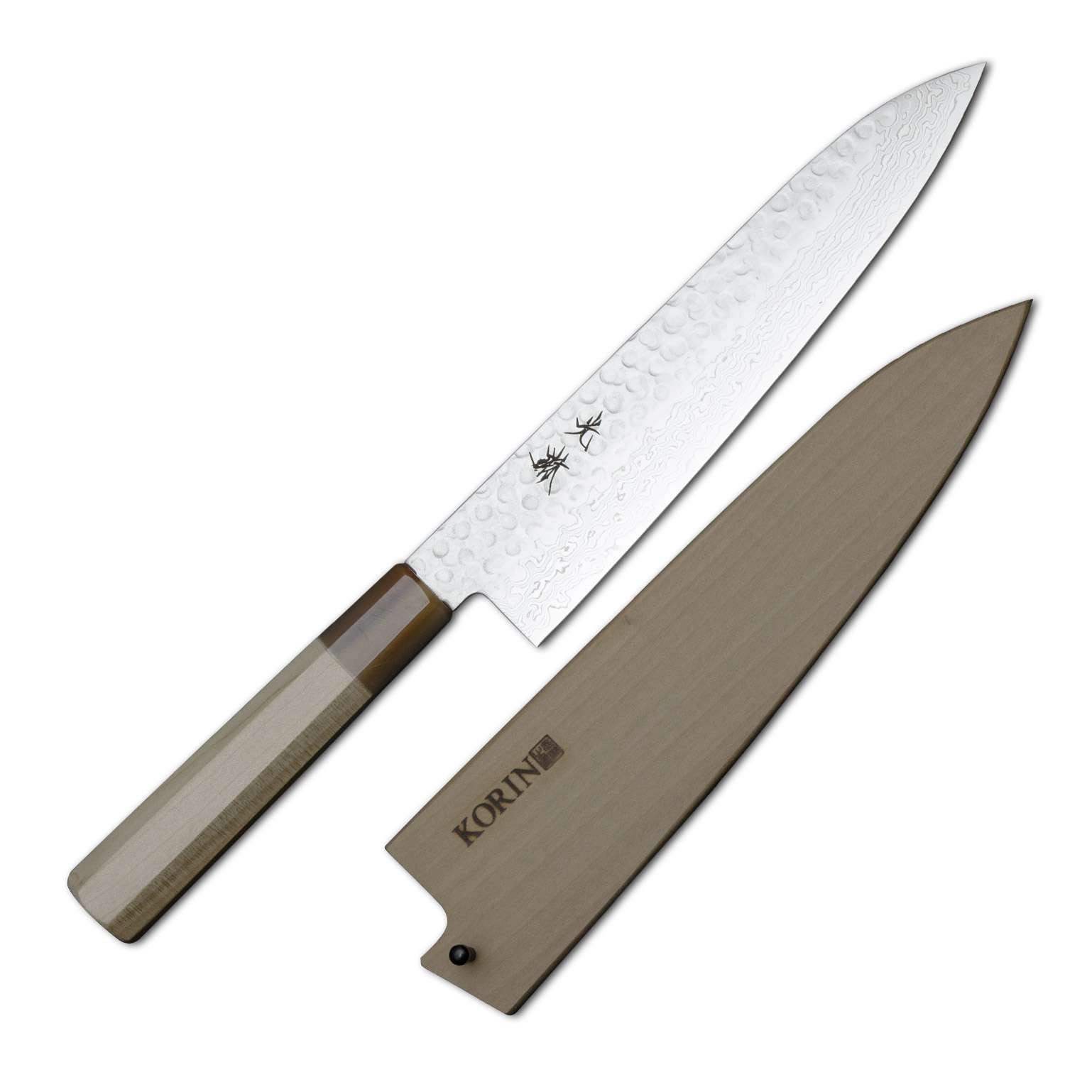 Korin Hammered Damascus Wa-Gyuto with Saya 8.2