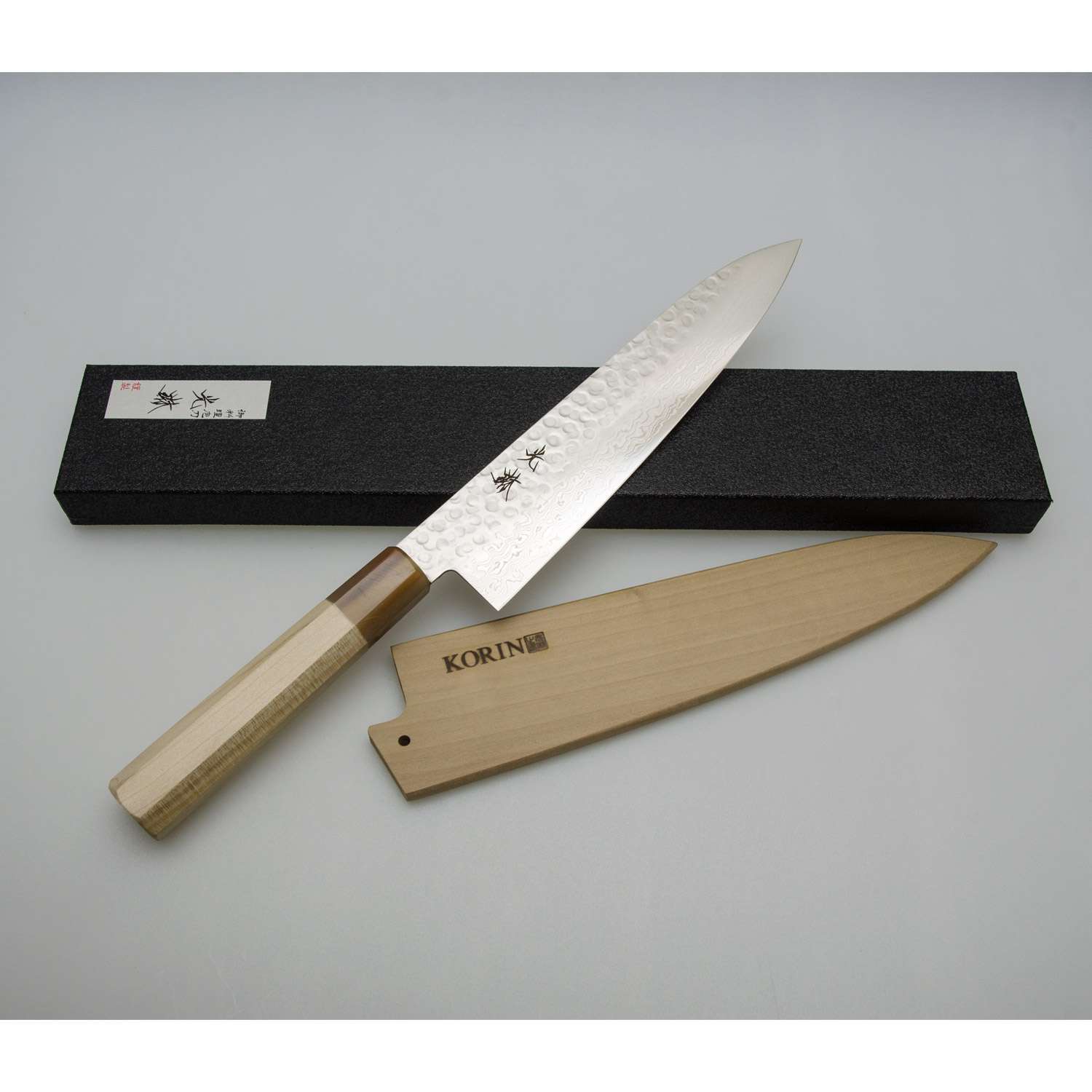 Korin Hammered Damascus Wa-Gyuto with Saya 8.2