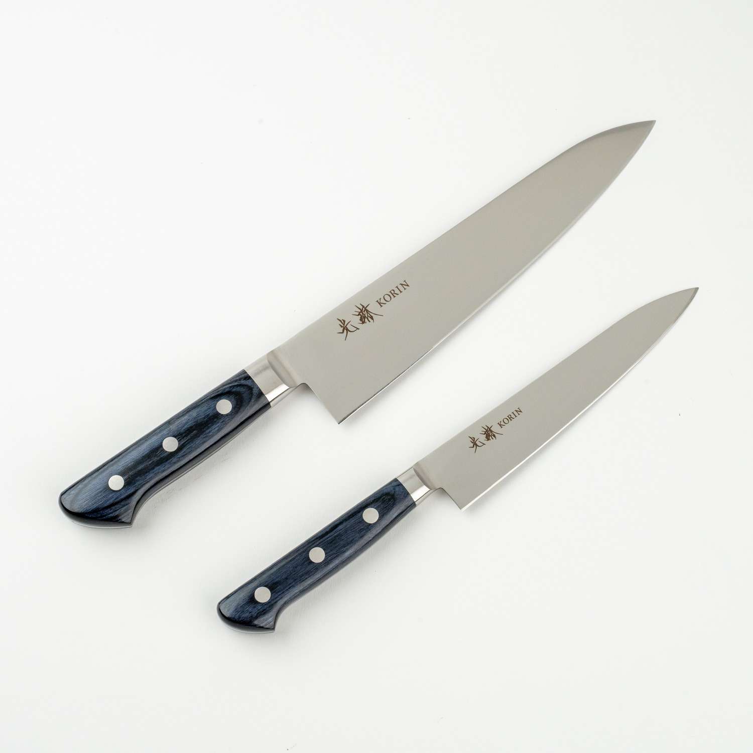Korin Mahogany Royal Blue Inox Two Pieces Set - Gyuto & Petty | KORIN
