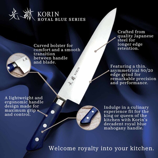 Image of Korin Mahogany Royal Blue Inox Santoku 7" (180 mm) 5