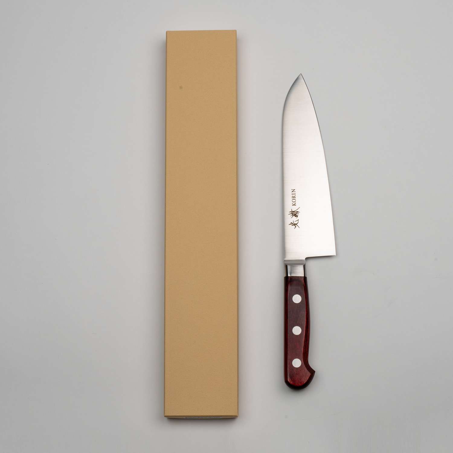 Korin Mahogany Deep Scarlet Inox Santoku 7