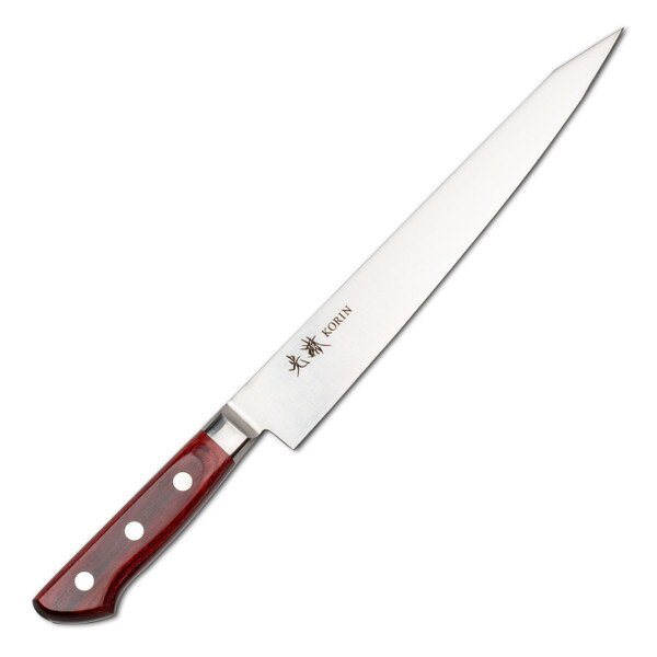 Image of Korin Mahogany Deep Scarlet Inox Sujihiki 9.4" (240 mm) 1