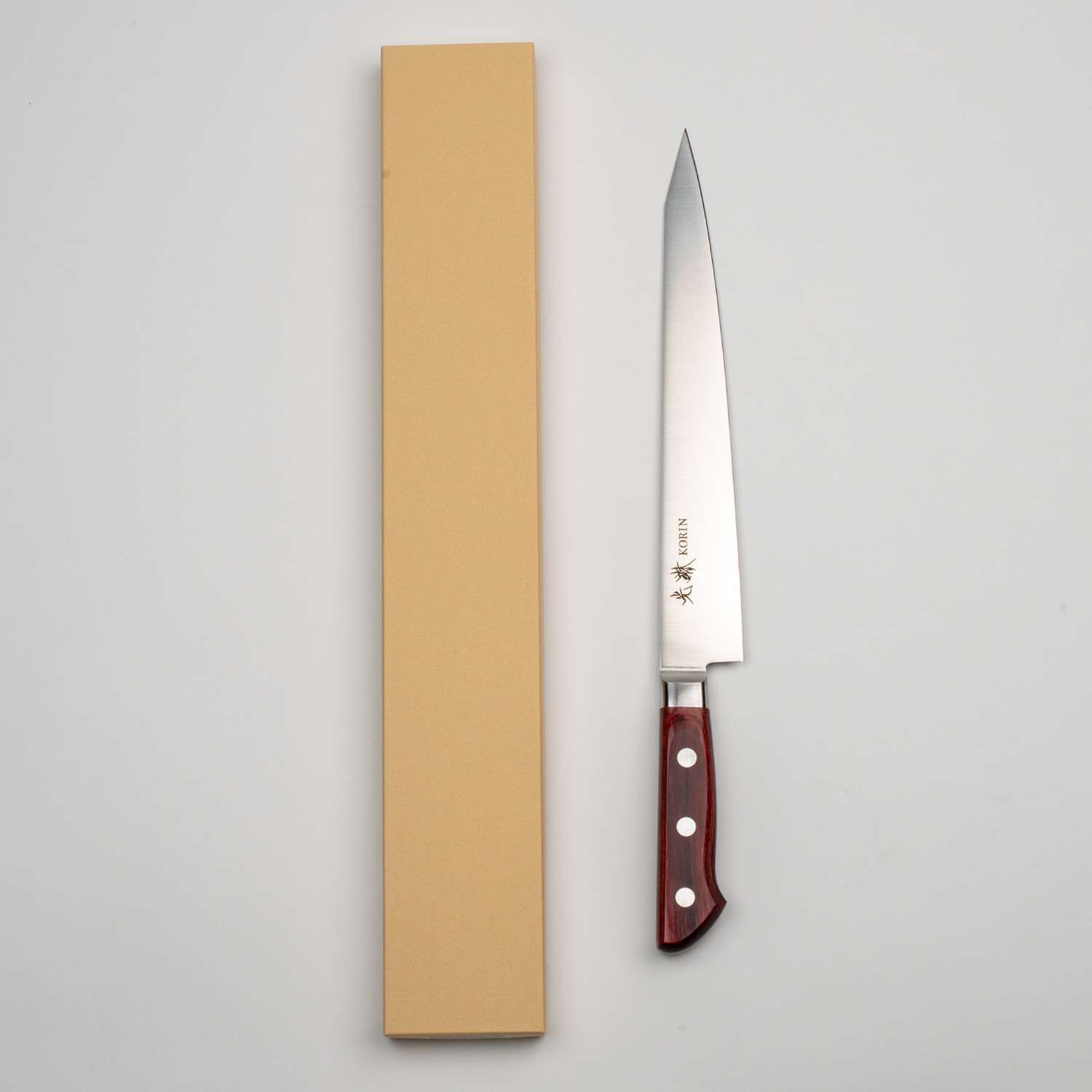 Korin Mahogany Deep Scarlet Inox Sujihiki 9.4