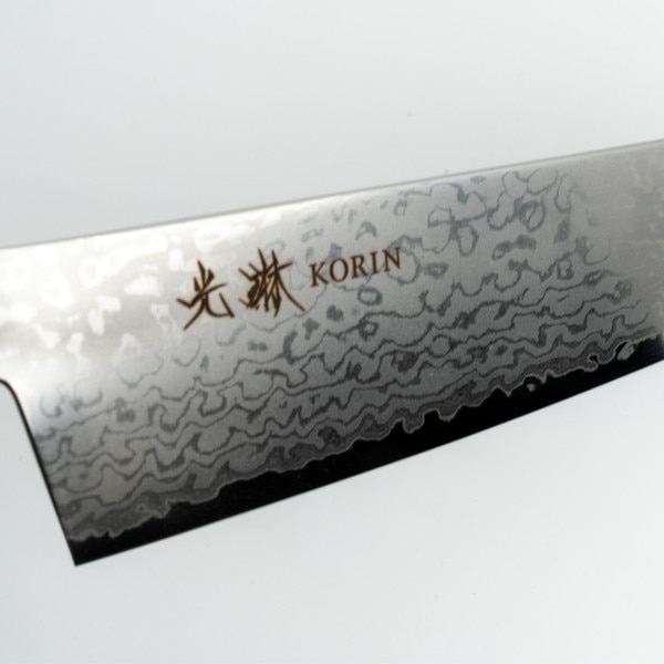 Image of Korin VG10 Damascus with Brown Mahogany Handle Bunka 7" (180 mm) 4