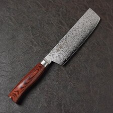 Korin VG10 Damascus with Brown Mahogany Handle Nakiri 6.5" (165 mm)