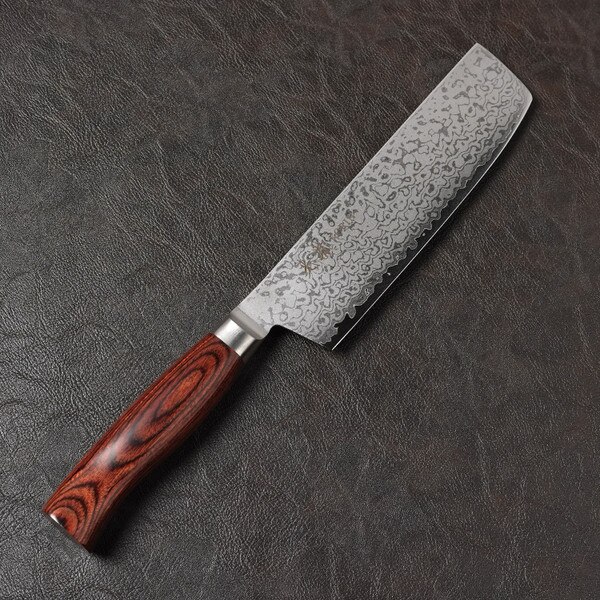 Image of Korin VG10 Damascus with Brown Mahogany Handle Nakiri 6.5" (165 mm) 1