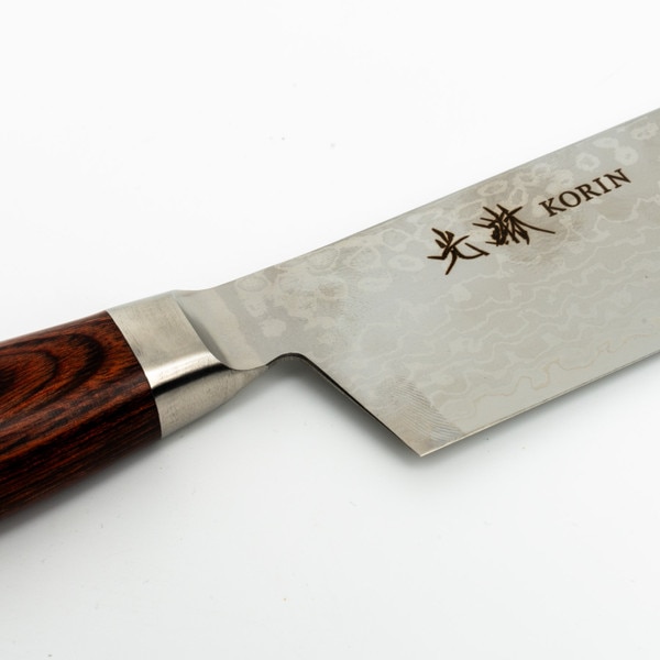 Image of Korin VG10 Damascus with Brown Mahogany Handle Nakiri 6.5" (165 mm) 3