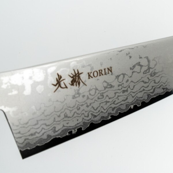 Image of Korin VG10 Damascus with Brown Mahogany Handle Santoku 7" (180 mm) 4