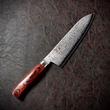 Korin VG10 Damascus with Brown Mahogany Handle Santoku 7" (180 mm)
