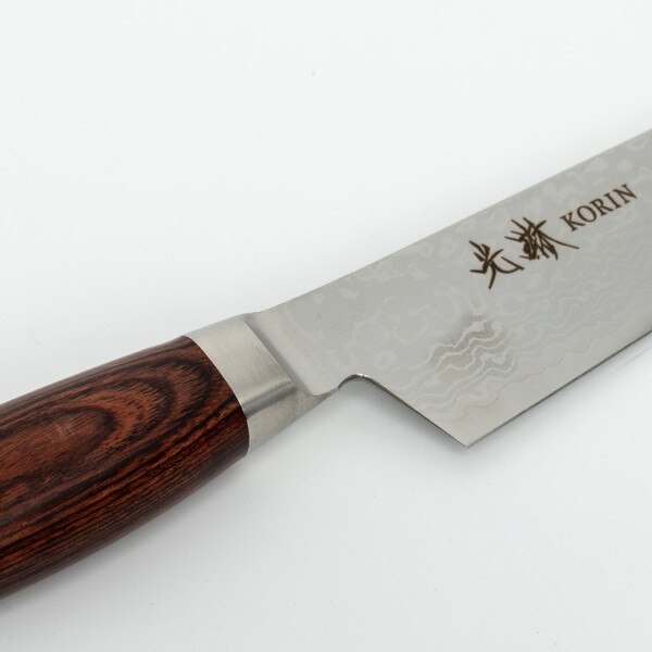 Image of Korin VG10 Damascus with Brown Mahogany Handle Sujihiki 9.4" (240 mm) 3