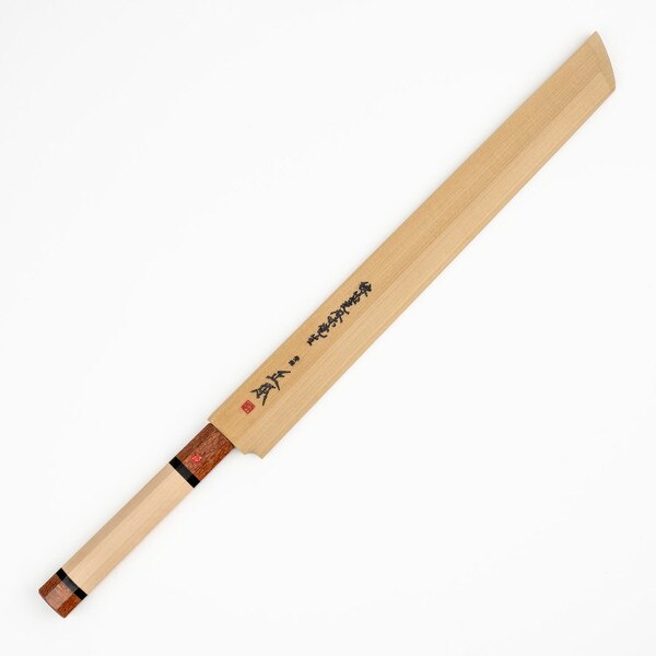 Image of Masamoto Sohonten Korin White #1 Hongasumi Mirror Finish Sakimaru Takobiki w/ Kizuna Logo 13" 2