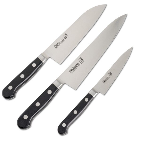 Image of Misono 440 Molybdenum Santoku, Gyuto, Petty Knife Set 3