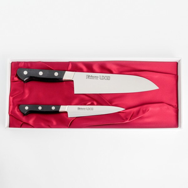 Image of Misono UX10 Santoku, Petty Knife - 2 Piece Knife Set 1