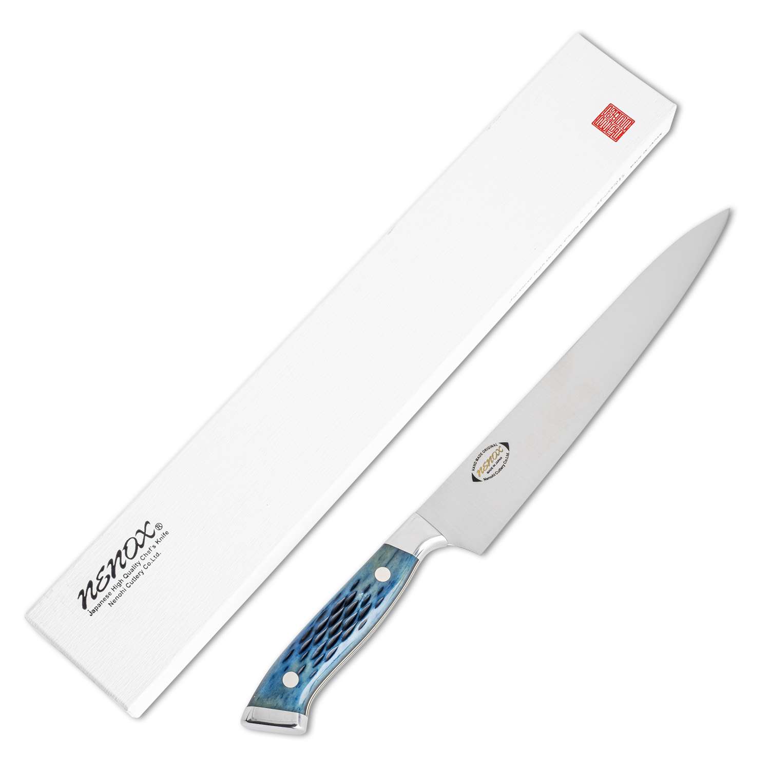 Nenohi Nenox Blue Bone Handle Sujihiki 9.0