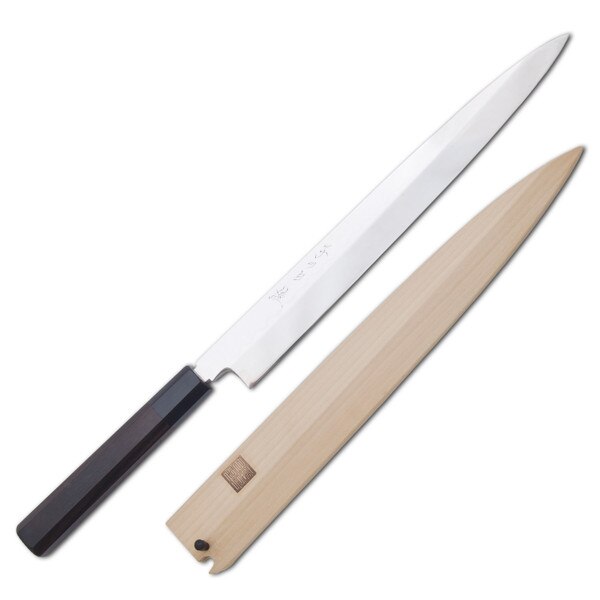Image of Nenohi Nenox Full Mirror Finished White Steel Honyaki Yanagi with Ebony Handle