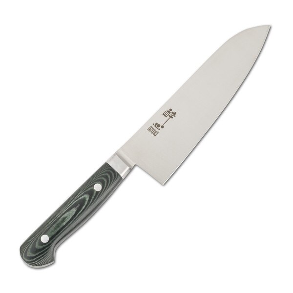 Image of Suisin Premium Inox Forest Green Handle Santoku 7" 1