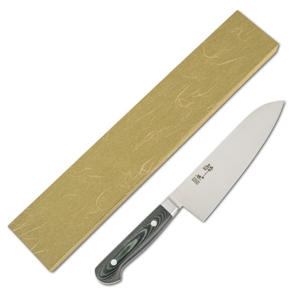 Image of Suisin Premium Inox Forest Green Handle Santoku 7" 2