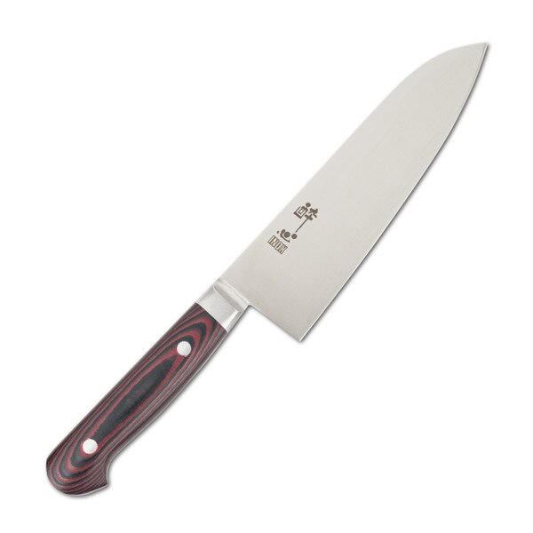 Image of Suisin Premium Inox Maroon Red Handle Santoku 7" 1