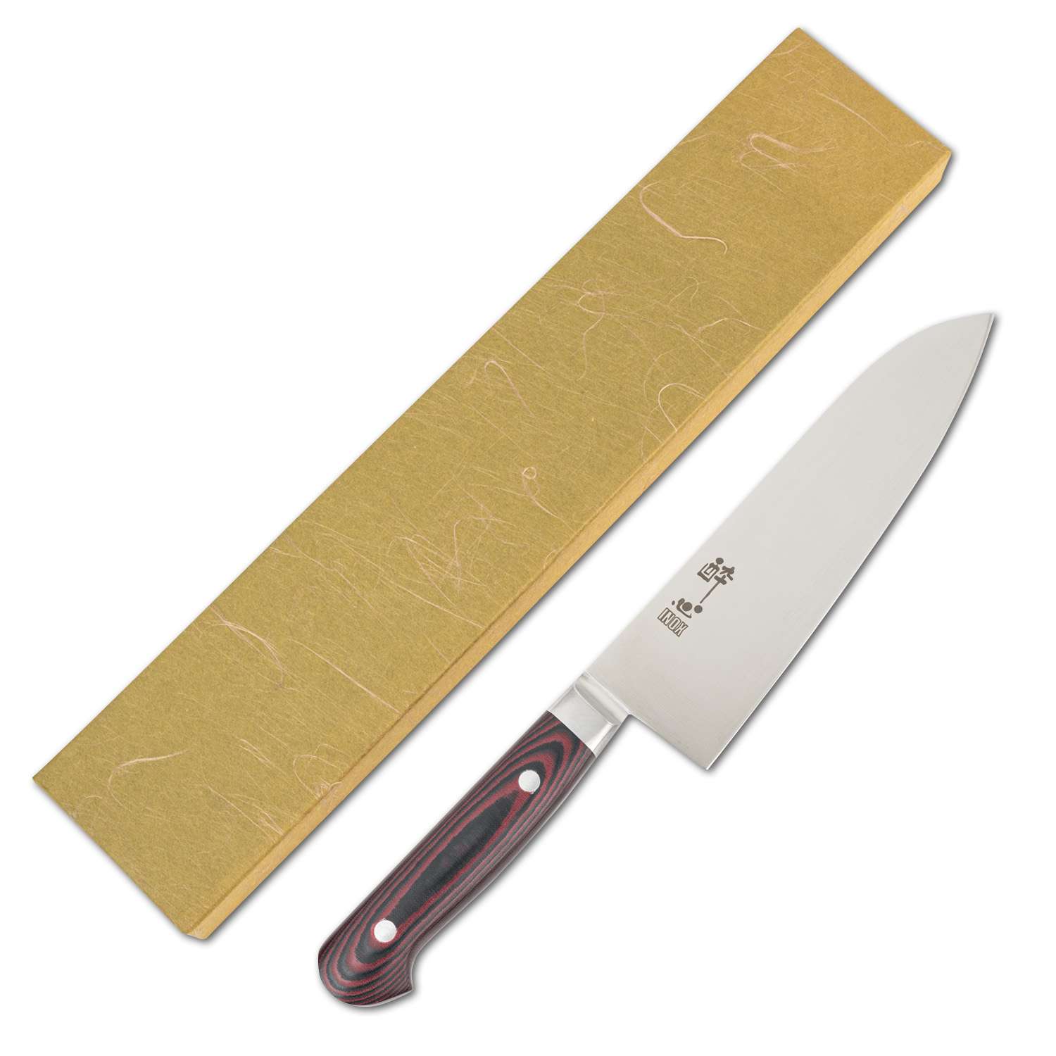 Suisin Premium Inox Maroon Red Handle Santoku 7