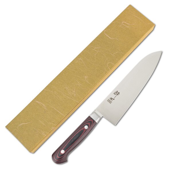 Image of Suisin Premium Inox Maroon Red Handle Santoku 7" 2