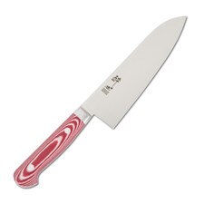 Suisin Premium Inox Rose Red Handle Santoku 7"