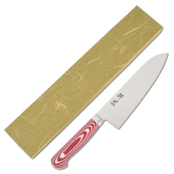 Image of Suisin Premium Inox Rose Red Handle Santoku 7" 2