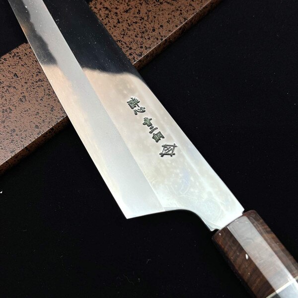 Image of Suisin Hayate Sakimaru Gyuto 255mm w/Lacquered Saya by Mr. Doi, Sand Color Handle 3