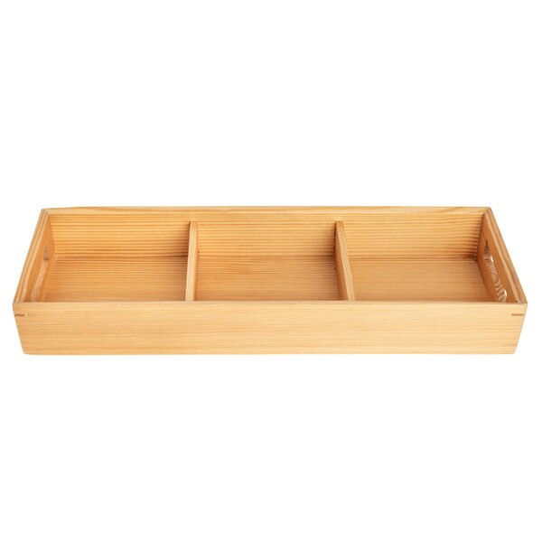 Image of Wooden Kiwami 3 Divided Bento Box 14.75" 1