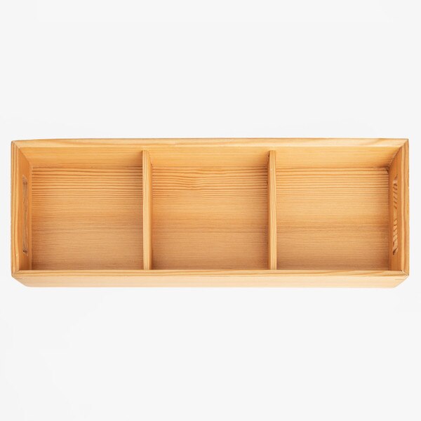 Image of Wooden Kiwami 3 Divided Bento Box 14.75" 3