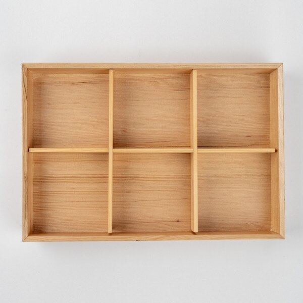 Image of Wooden Kiwami 6 Divided Bento Box 14.75" 3