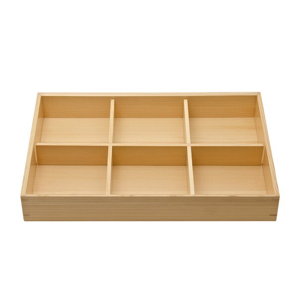 Image of Wooden Kiwami 6 Divided Bento Box 14.75" 1