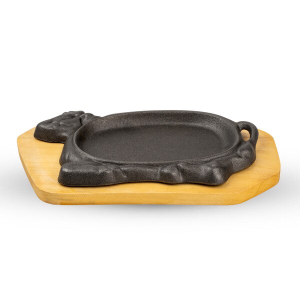 Image of Ox Steak Pan w/ Light Beige Wooden Base 12.5" 1
