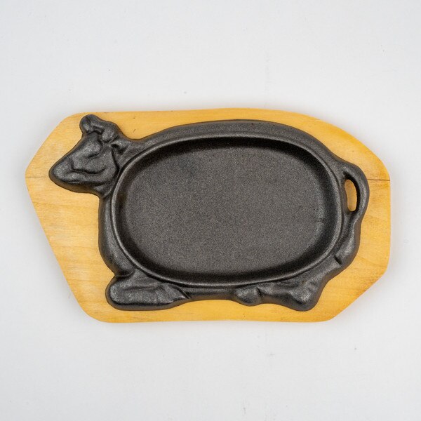 Image of Ox Steak Pan w/ Light Beige Wooden Base 12.5" 3