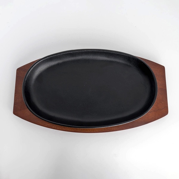 Cast Iron Steak Pan with Wooden Base