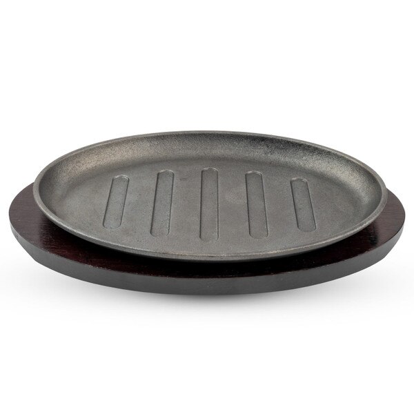 Image of Cast Iron Steak Pan w/ Wooden Base 13.25" 1