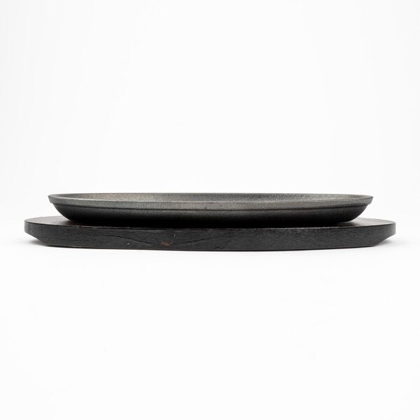 Image of Cast Iron Steak Pan w/ Wooden Base 13.25" 2